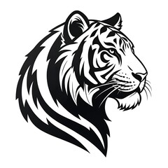 Obraz premium black and white unique tiger head logo design line art vector
