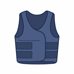 Illustration of a sleeveless shirt in varying shades of blue with black outlining