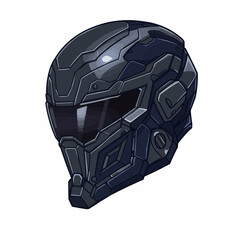 Fototapeta premium Detailed futuristic helmet featuring dark colors and segmented, geometric design