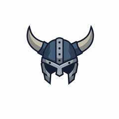 Fototapeta premium Stylized viking helmet graphic with horns on a white background. Comic-style headgear