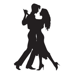 dancing silhouette, editable vector image