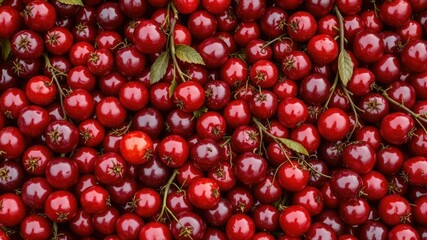Red Cranberry Cluster Background, Natural Beauty