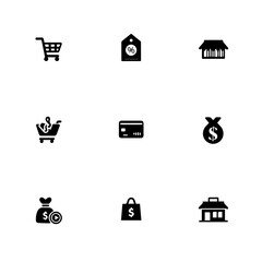 Solid Black E-commerce Icon Pack – Minimalist Shopping & Payment Symbols

