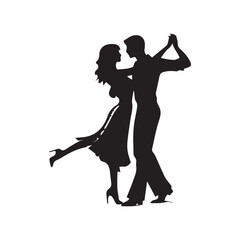 dancing silhouette, editable vector image
