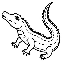 Emerald Crocodile Outline Vector