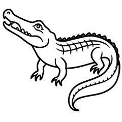 Emerald Crocodile Outline Vector
