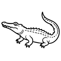 Emerald Crocodile Outline Vector
