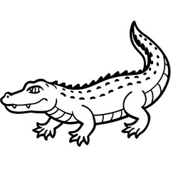 Emerald Crocodile Outline Vector