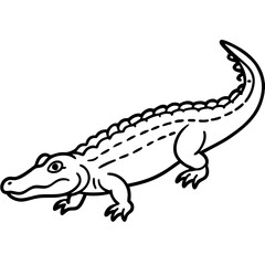 Emerald Crocodile Outline Vector