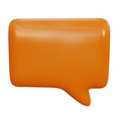 3D render of orange speech bubble suitable for social media, marketing, communication graphics, technology, chatbot icons