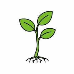 Fototapeta premium Plant sprout with three green leaves in a simplistic vector illustration isolated