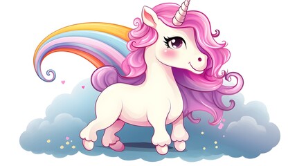 Fototapeta premium Sweet Unicorn with Stuffed Animal Vector Illustration for Kids Design Projects