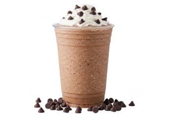 Chocolate smoothie with whipped cream isolated on transparent background
