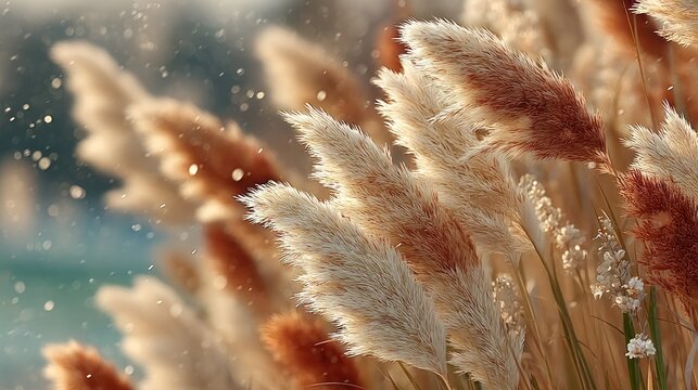 Close-up of pampas grass with blurred background in natural light.