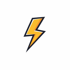 Stylized thunderbolt, yellow color with dark outline, on a white background