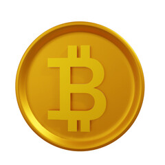 3d rendering of a gleaming gold bitcoin symbol.