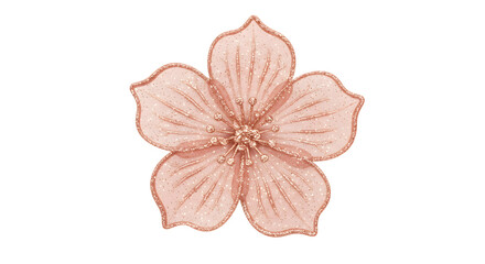 Rose gold glitter flower transparent background design element for wedding invitation cards and other projects