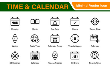 Time, clock and Calendar related line icon set. modern line icon illustration collection