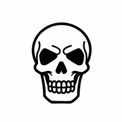 Bold line skull. Minimalist horror icon on white background. Skull, partial