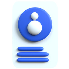 3d rendering of a blue circle with a white person icon and three blue lines below.
