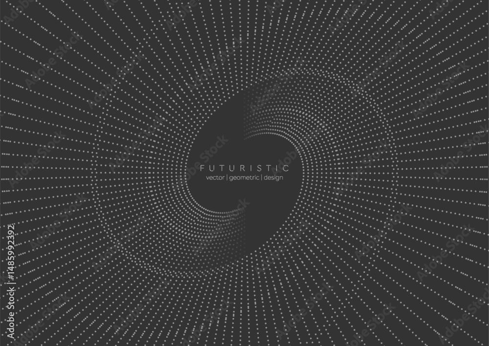 Aufkleber Grey dynamic swirling dotted lines abstract futuristic tech background. Vector minimal design