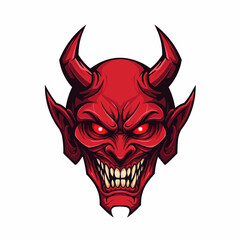 The red devil. Sharp horns protrude from its head, with details in deep reds and black