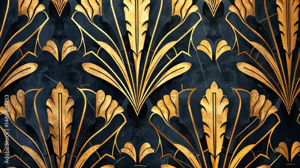Poster stunning gold and black floral pattern showcasing elegant design and intricate details in a stylish 