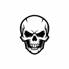 Fototapeta premium Half of a skull with heavy black outlines, white space, and shadowy effects