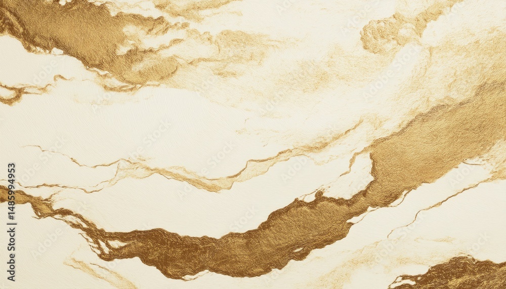 Poster luxurious gold ink marble texture with flowing metallic veins on creamy white background for brandin