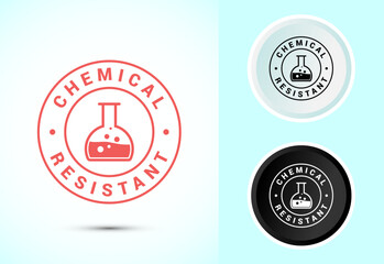 Chemical resistant icon design illustration, Chemical resistant sign symbol in color black and white