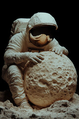 Astronaut with the Moon Sculpture.