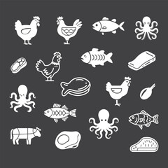Chicken And Fish Icon New Design