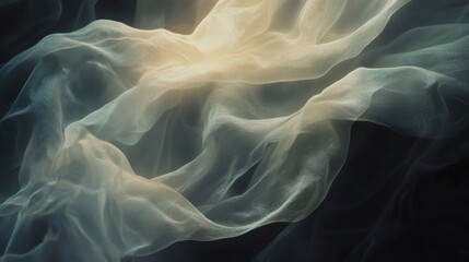 A mesmerizing view of softly lit, flowing fabric, creating an ethereal and dreamlike atmosphere.