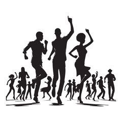 dancing silhouette, editable vector image