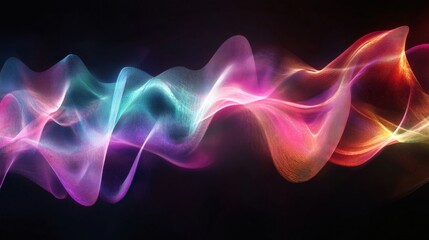 Obraz premium A captivating abstract artwork features radiant waves of light with diverse, vibrant colors.