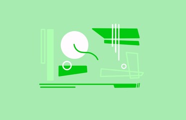 Vector random geomatics shapes illustration with green tone