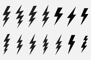 grid of black lightning bolt icons in two rows on light gray background
