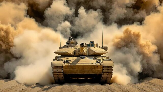 Tank Power: A Display of Military Strength in a Desert Environment