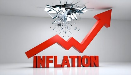 Economic Crisis: A symbolic depiction of inflation's impact, with a red upward arrow piercing a ceiling, representing rising costs and economic challenges.