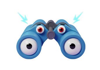 Fototapeta premium Cartoon binoculars with eyes isolated on transparent background