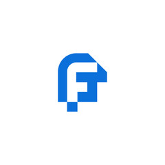 initials f logo blue modern