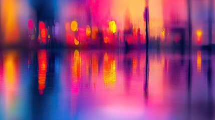 Obraz premium Abstract city lights reflected in water at night.