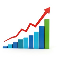 Growth chart with arrow isolated on white background. illustrates business success, financial progress, and market trends. use cases: presentation.