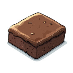 Brownie, cartoon vector illustration, flat 2D isometric style, white background.