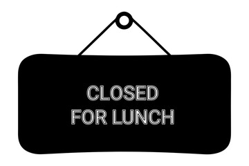 Closed for lunch sign silhouette vector illustration
