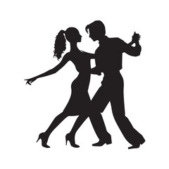 dancing silhouette, editable vector image