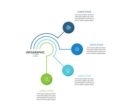 Vector infographic label design with circle infographic template design and 4 options or steps.