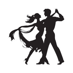 dancing silhouette, editable vector image