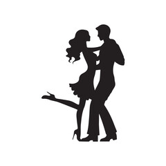 dancing silhouette, editable vector image