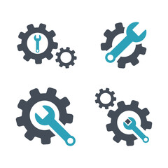 Gear with Spanner Icon Set Vector Design.